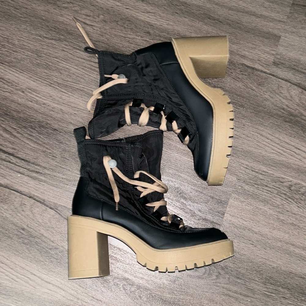 Black and tan booties